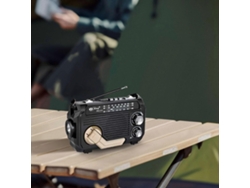 Radio solar de emergencia GOKOCO con fuente de alimentación recargable, LED, alarma y puerto USB.