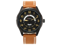 Reloj Hombre De Cuero Pu Quartz Impermeable Con Fecha Semana Dial Redondo