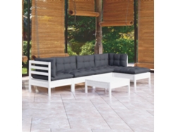 Conjunto de jardín de 6 piezas con cojines de pino blanco de DKD Home Decor