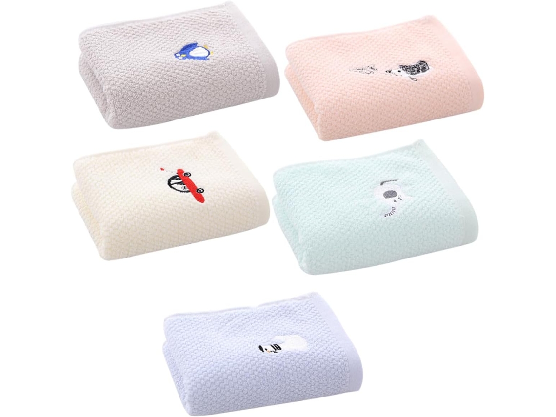 Lot De 5 Serviettes Rostro Y Mains En Coton Pur, Absorbantes Y Douces