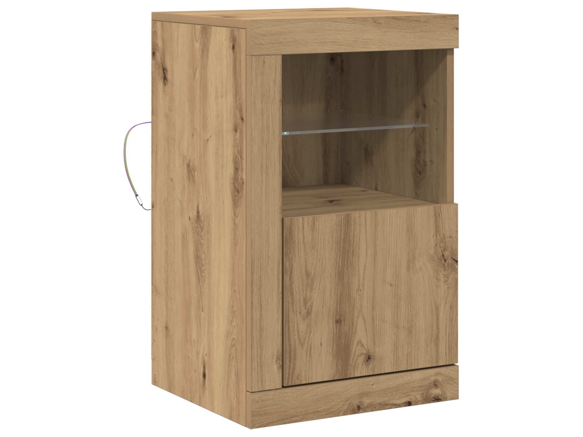 Aparador | Vitrina buffet con iluminación LED, roble artesanal, 41 x 37 x 67 cm