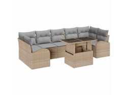 Maison Exclusive - Juego de sofás de jardín de 8 piezas en ratán sintético color beige y polipropileno.