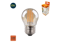 Bombilla LED Edm Vintage Filamento Esférica Vidrio E27 4,5 W 400 lm 2000 K Luz Cálida Ø 4,5 x 7,8 cm