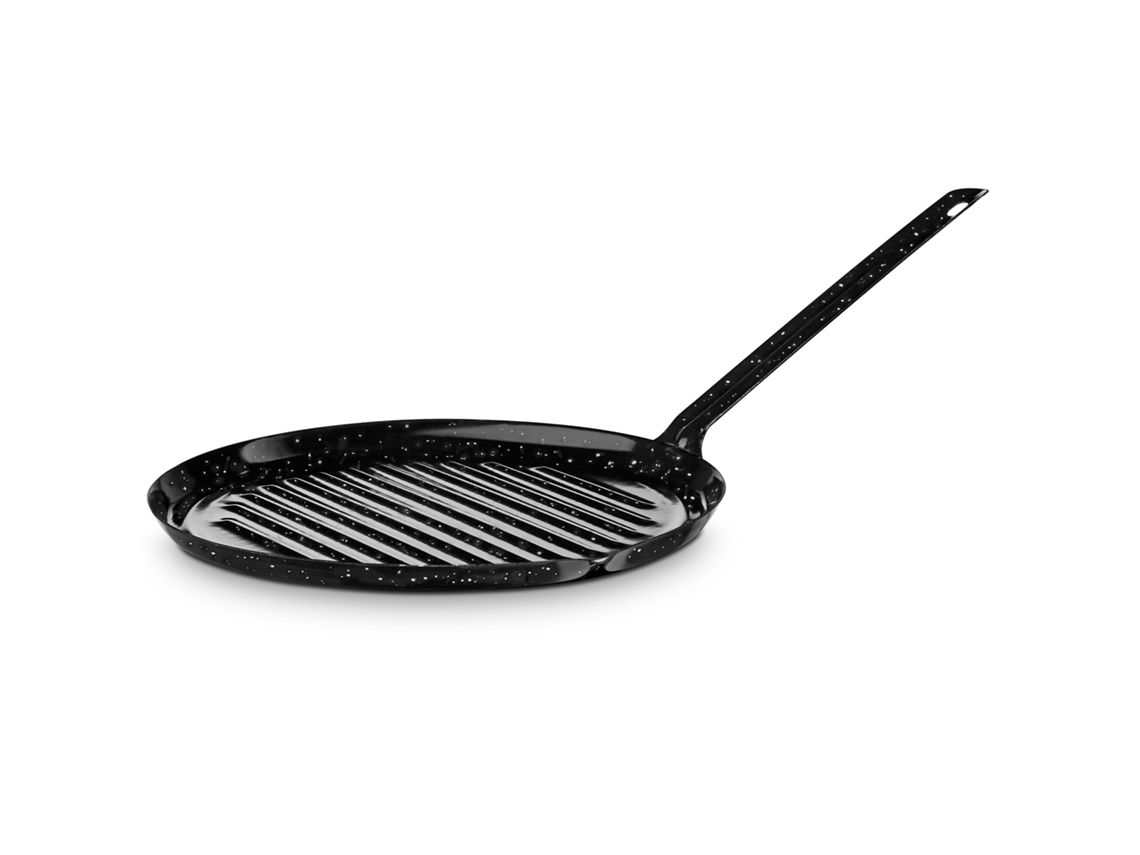 Grill Asador Inducción Rayas 24 cm Acero Esmaltado, Sartén Parrilla, BRIEBE Levante,Fuego, Gas, Horno