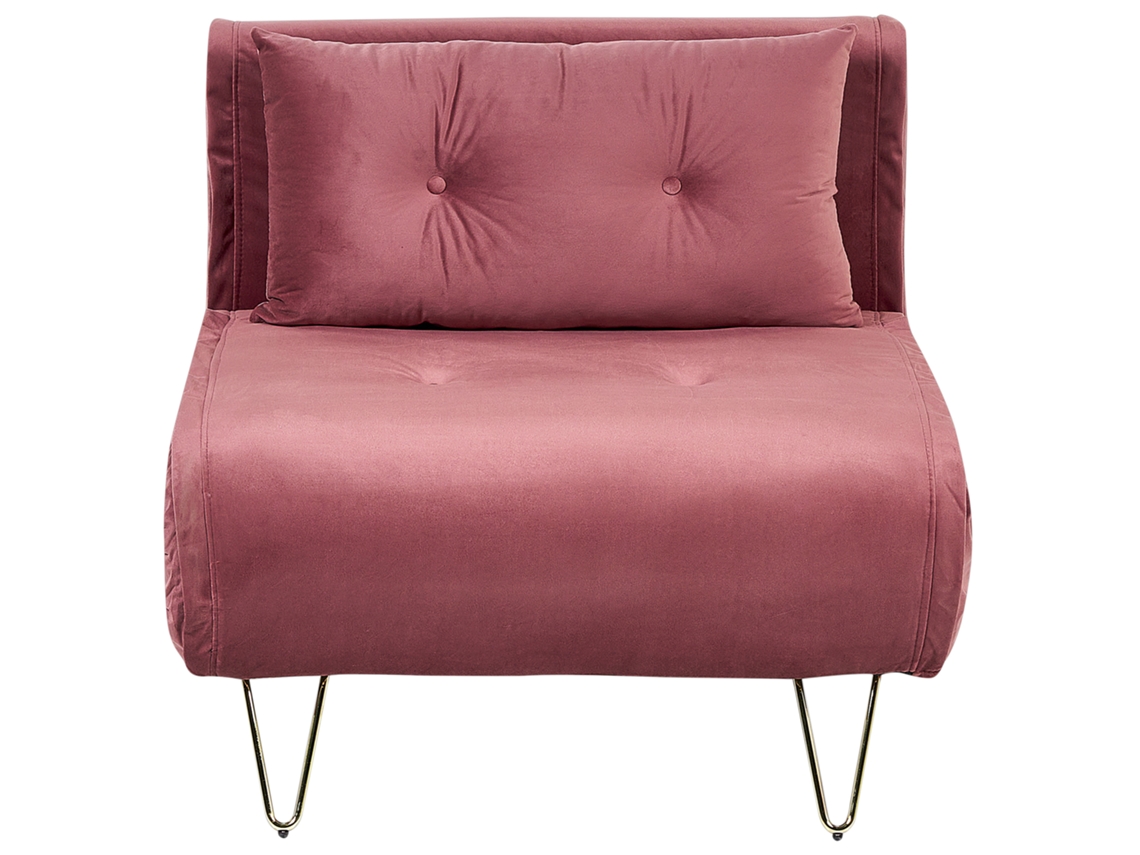 Sofá cama BELIANI Vestfold de Terciopelo Rosa 85x80x81