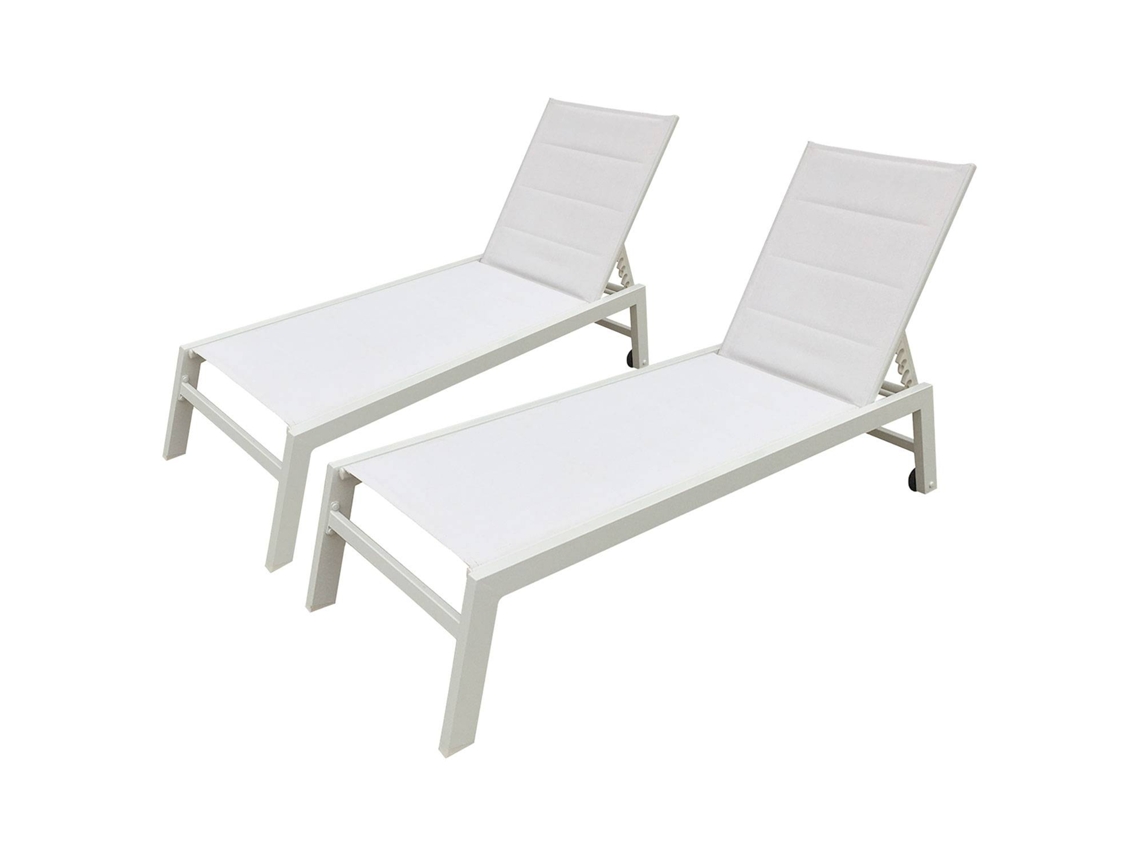 Pack De 2 Tumbonas Barbados En Textileno Blanco - Aluminio Blanco