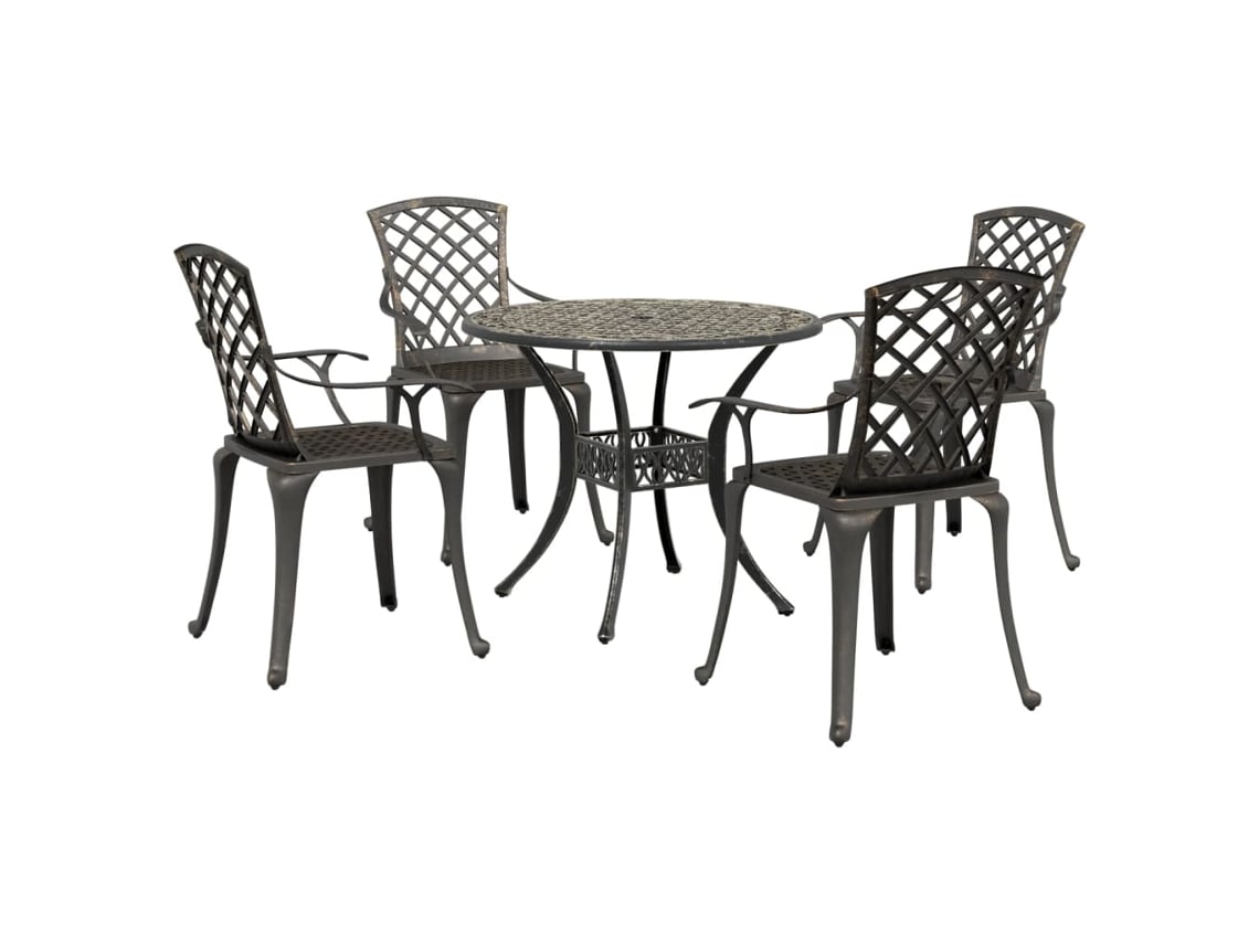 Juego de comedor de jardín de 2 piezas de aluminio fundido en bronce Dkd Home Decor