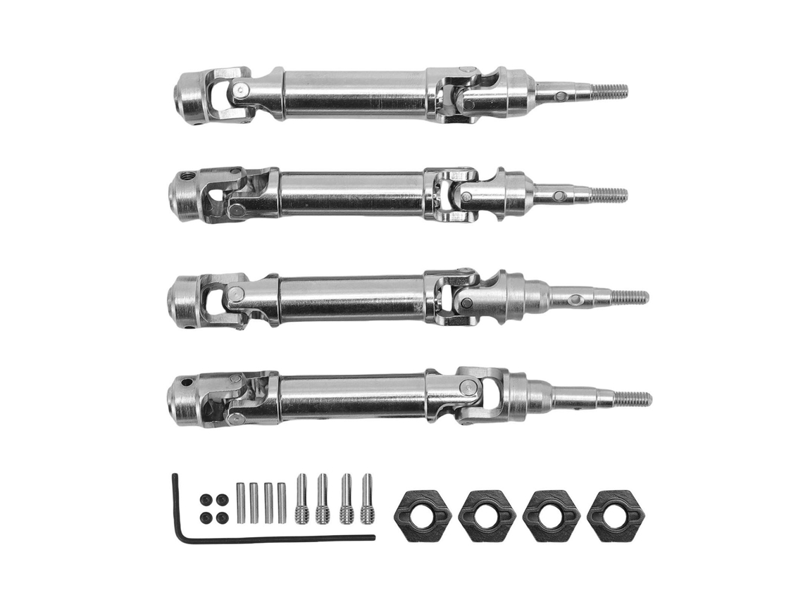 Kit De Ejes Cvd Metálicos Delanteros Y Traseros Para Coche Rc Fiesta St Rally 1/10 4x4 Brushless Plateado