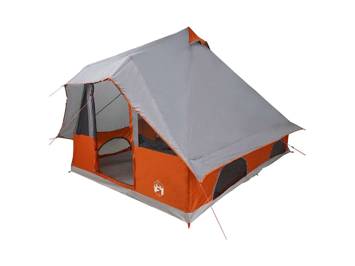 Tienda tipi gris y naranja de 358 x 296 x 258 cm, tafetán.