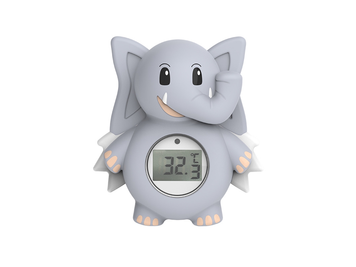 Termómetro digital con forma de elefante, termómetro para el agua del baño del bebé, pantalla LCD gris.
