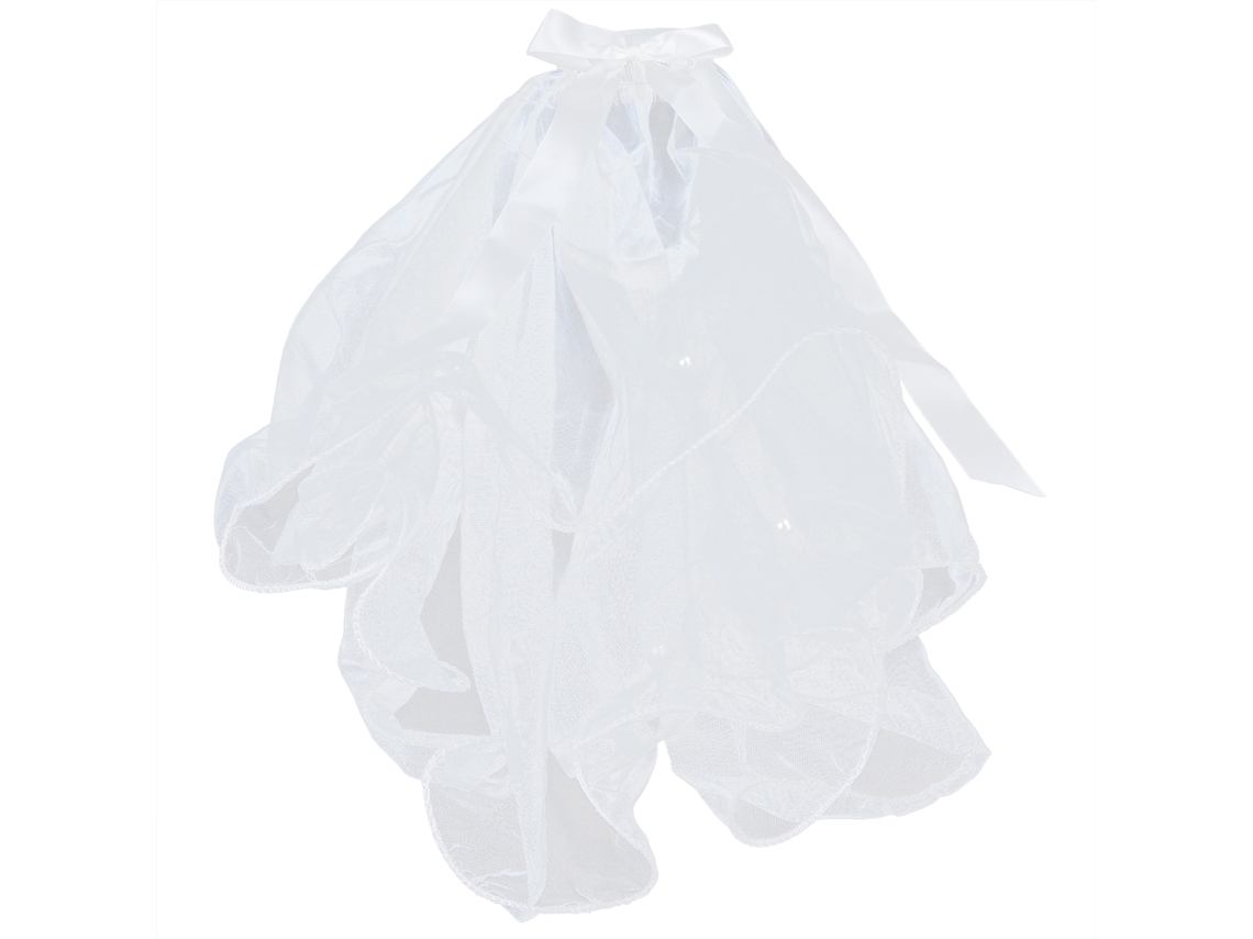Velo Infantil Para Niñas Con Peineta Y Lazo De Pedrería Blanca - Accesorio De Boda - Atrezzo Para Fotos Ts-51313