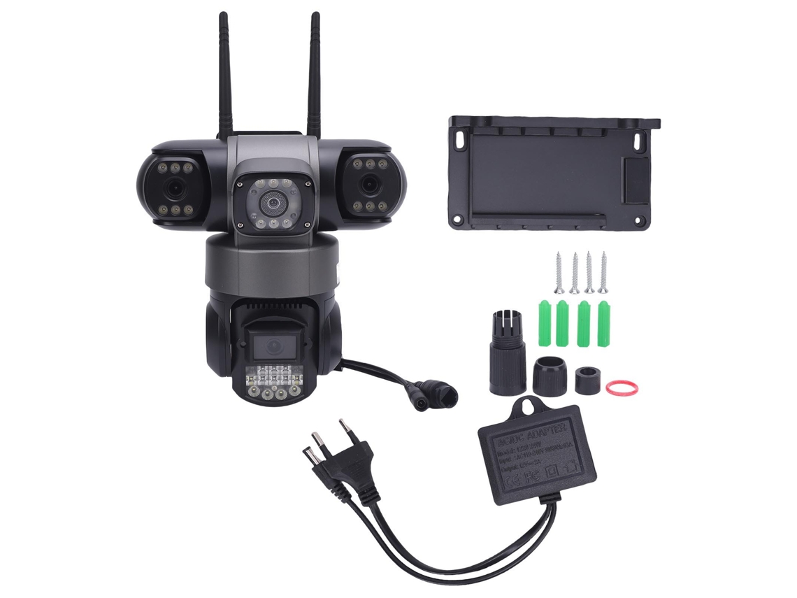 2026-cámara De Seguridad Triple Lente Wifi 2.4ghz Inalámbrica Con Detección De Movimiento Y Audio Bidireccional Interior/exterior 2mp