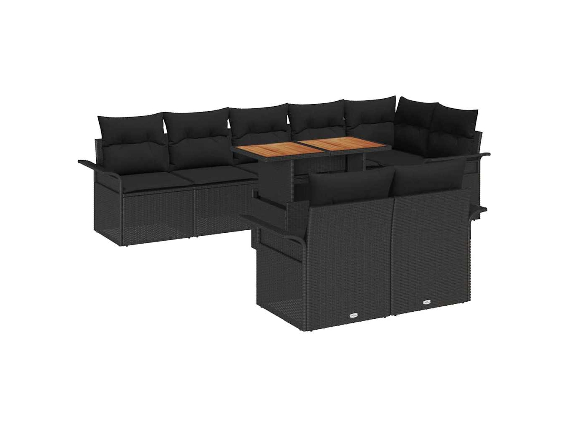 Maison Exclusive - Conjunto De Sofás De Jardín 9 Pcs Negro Ratán Sintético