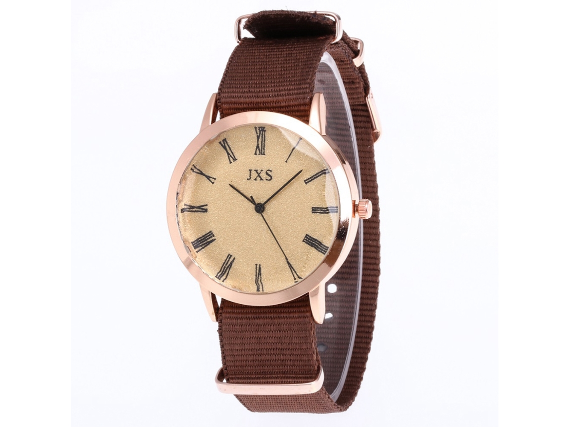 Reloj De Pulsera De Nylon Con Strass Para Estudiantes De Moda J55(café)