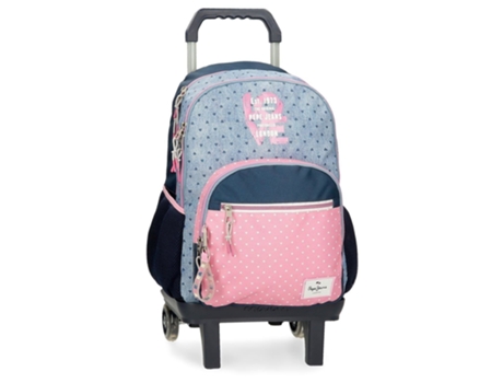 PEPE JEANS Mochila Escolar Con Carro Poliéster Noni Denim Multicolor