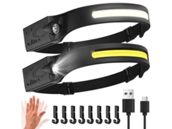 Faro Led Con Sensor De Mano, Carga Usb (Pack De 2 Negro (Con 8 Ganchos) SIURN