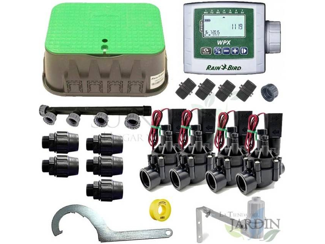 Kit Profesional Riego Automático RAIN BIRD de 4 Zonas 9V