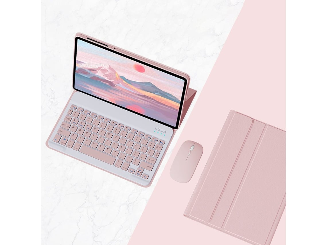 Funda con teclado para Lenovo Xiaoxin Pad 11 (j606/j607/j616f) pulgadas, con teclado y ratón Bluetooth (rosa) Cuich