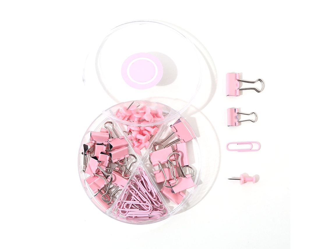 Clip De Papel Pinzas Binder Y Clavijas Multifuncionales Conjunto Con Caja Rosa Sakura Para Oficina Y Escuela