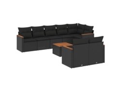 Maison Exclusive - Set De Sofás De Jardín 8 Piezas Y Cojines Ratán Sintético Negro