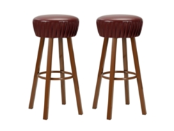 Taburetes de bar (2 unidades), piel sintética marrón, DKD HOME DECOR