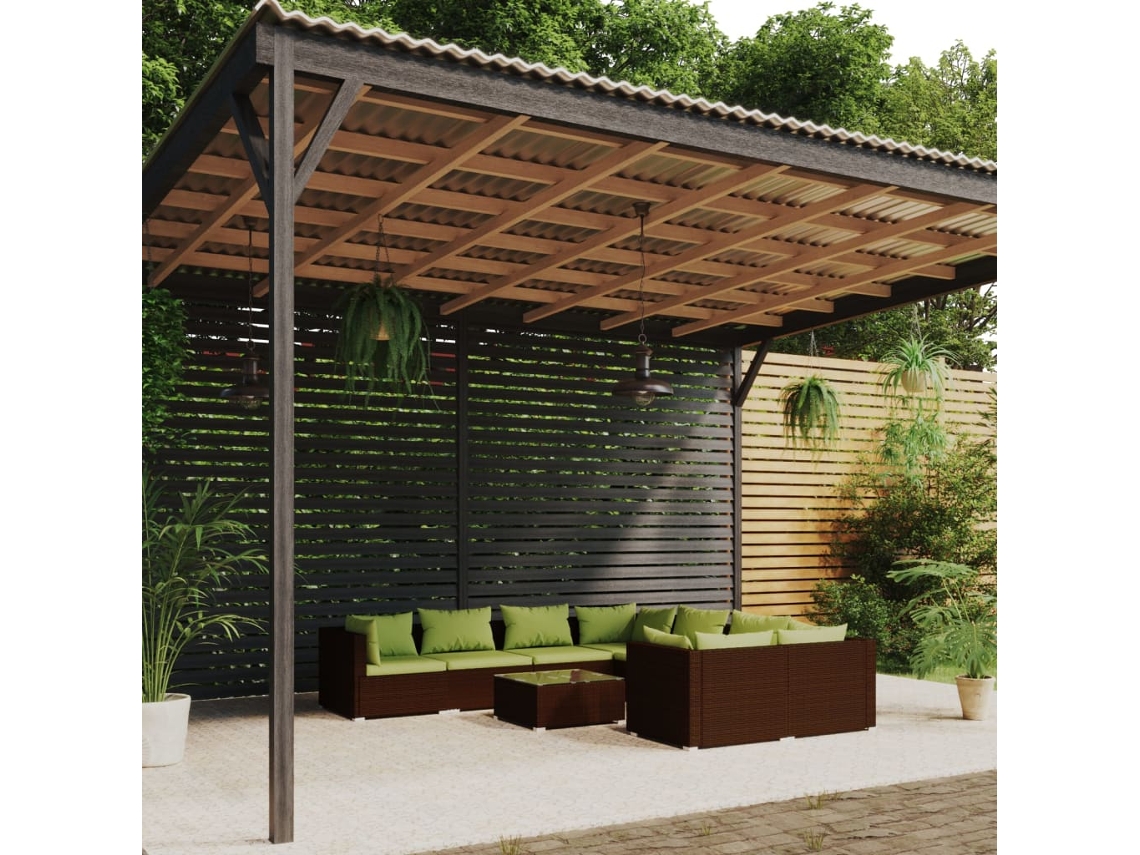 Conjunto de jardín de 9 piezas con cojines de mimbre marrón de DKD Home Decor