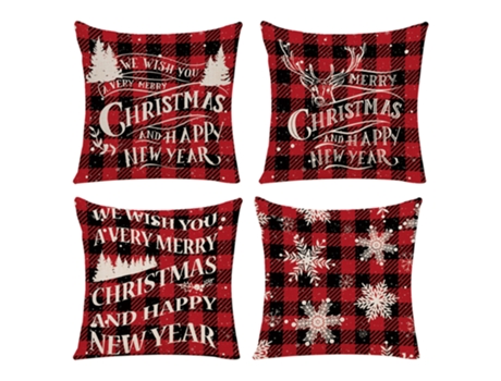 4 fundas de almohada de Navidad, cojín supersuave de lino.