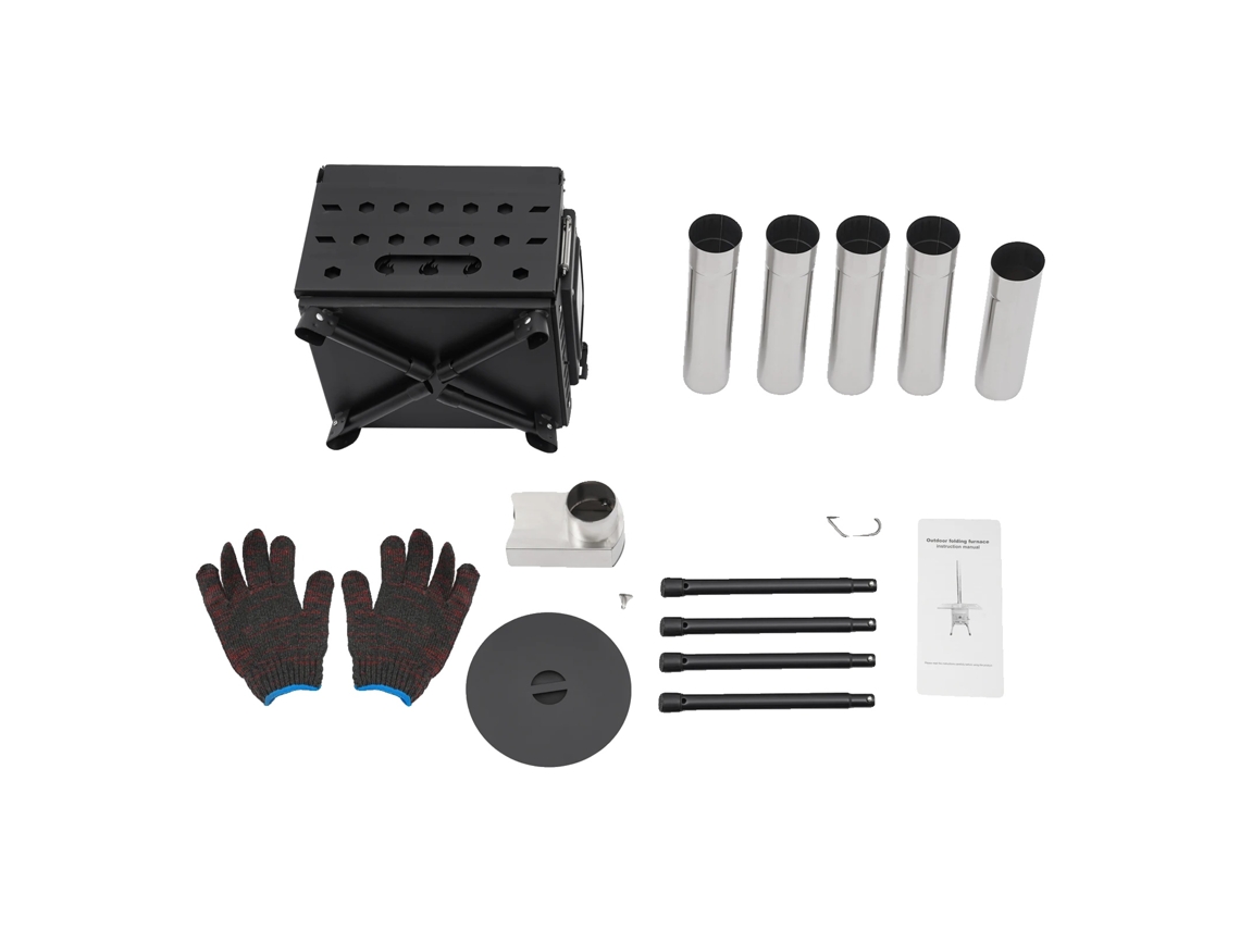 Estufa de camping, acero al carbono de alta resistencia, eficiente para cocinar al aire libre, negra (OEM)