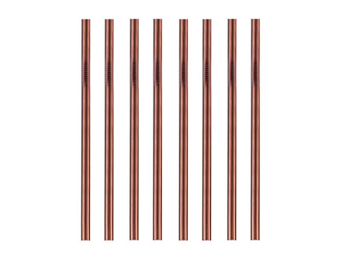 Juego de 8 pajitas reutilizables de acero inoxidable con cepillo de limpieza, arcoíris MEOIRUERY
