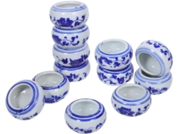 Juego De 12 Mini Tinteros Multifuncionales De Cerámica En Porcelana Celadón Azul Y Blanca.