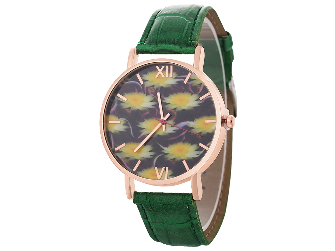 Reloj De Pulsera Redondo Analógico De Cuarzo Con Brazalete De Aleación Para Mujer Y Hombre (verde)