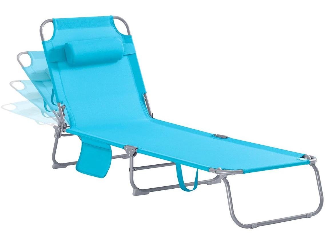 Tumbona SOBUY Plegable con Almohada (Azul - Teslin - 195x62x29 cm)