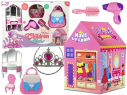 Tienda de princesas para salón de belleza infantil con corona rosa y accesorios B.active