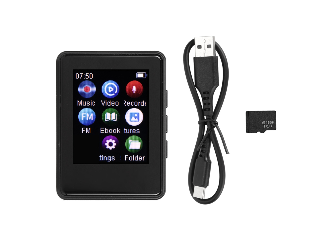 Reproductor Mp3/mp4 Con Bluetooth 5.0, Pantalla Táctil De 1,77", Sonido Hifi, Radio Fm, Grabadora Y Tarjeta De Memoria De 16 Gb.