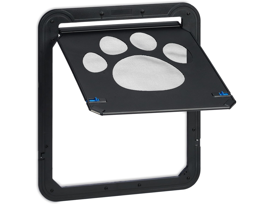 Puerta Mosquitera Para Perros/gatos Con Cerradura, 42x37 Cm (negro)