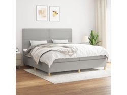 Cama Box Spring Con Colchón Tela Gris Claro 200x200 Cm