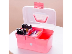 Caja organizadora multifuncional portátil para herramientas de manicura para técnicos de uñas - Rosa