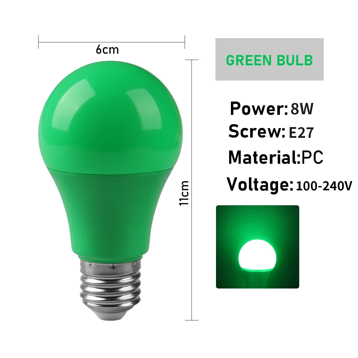 Bombillas Led A Todo Color Para Iluminación De Escenarios (e27 Verde, 20 Unidades), Sin Parpadeo.