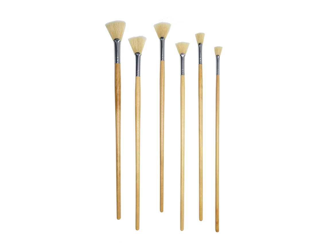 Juego de pinceles MDUG con cerdas en forma de abanico para pintura al óleo (color natural)
