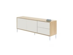Mueble TV Brooklyn Blanco Artik (Blanco Mate) - Roble Canadian 130 x 47 x 41 cm