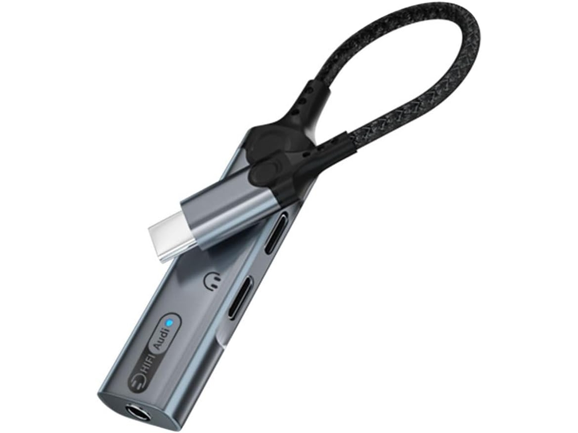 Adaptador Convertidor De Conector De Auriculares 3 En 1 De Tipo C A 5 Mm Dac De Audio Dual