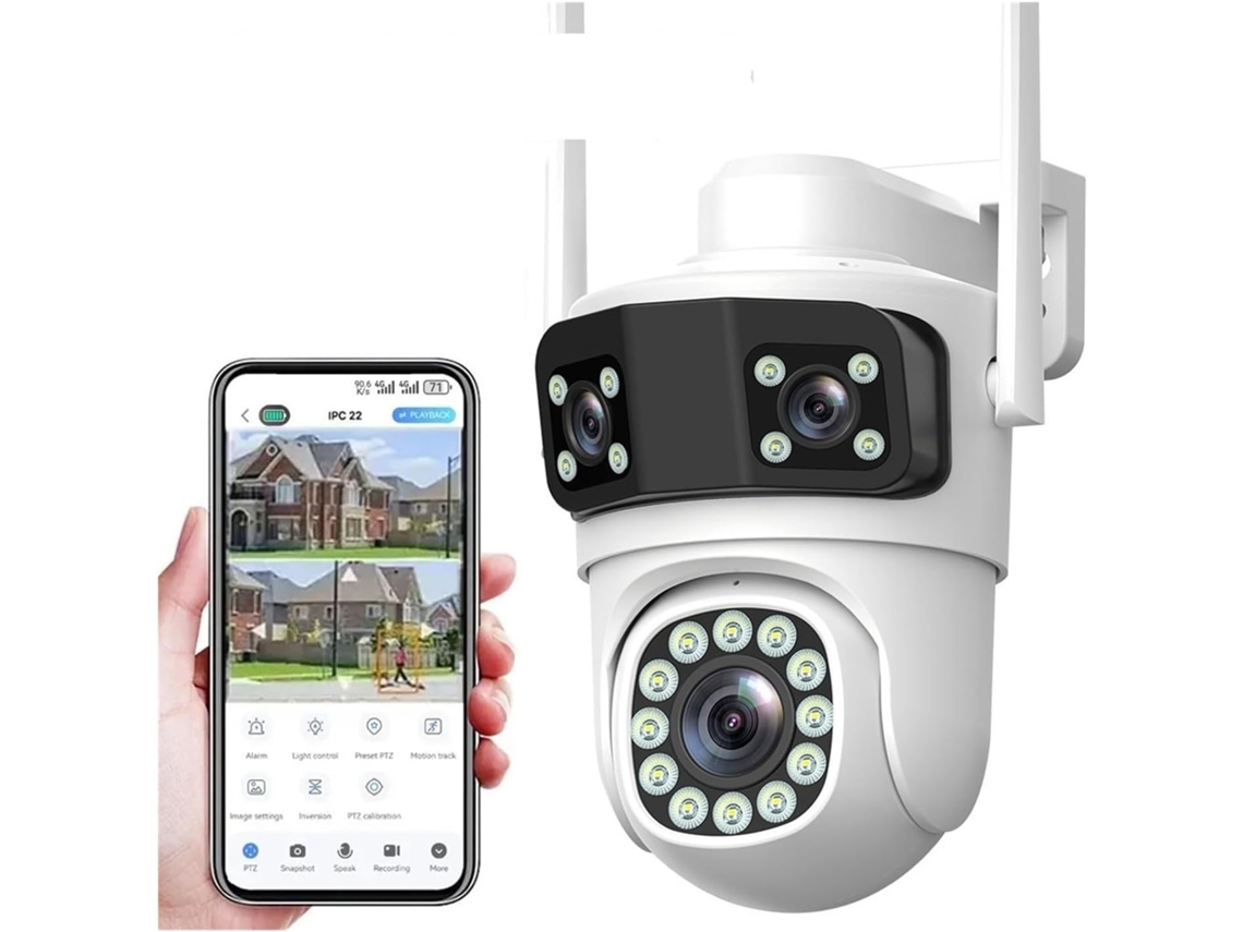 Cámara Ptz 4g/wi-fi Con Tres Lentes, Detección De Movimiento Y Visión Nocturna.