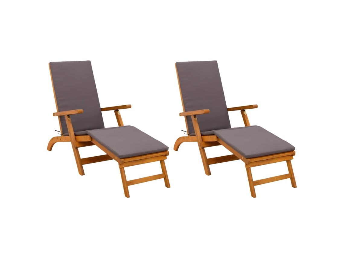 Maison Exclusive - Espreguiçadeira Reclinável E Dobrável 2 Pcs Cinzento