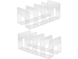 Sujetalibros Pequeño Transparente Con 4 Compartimentos De Plástico Resistente.