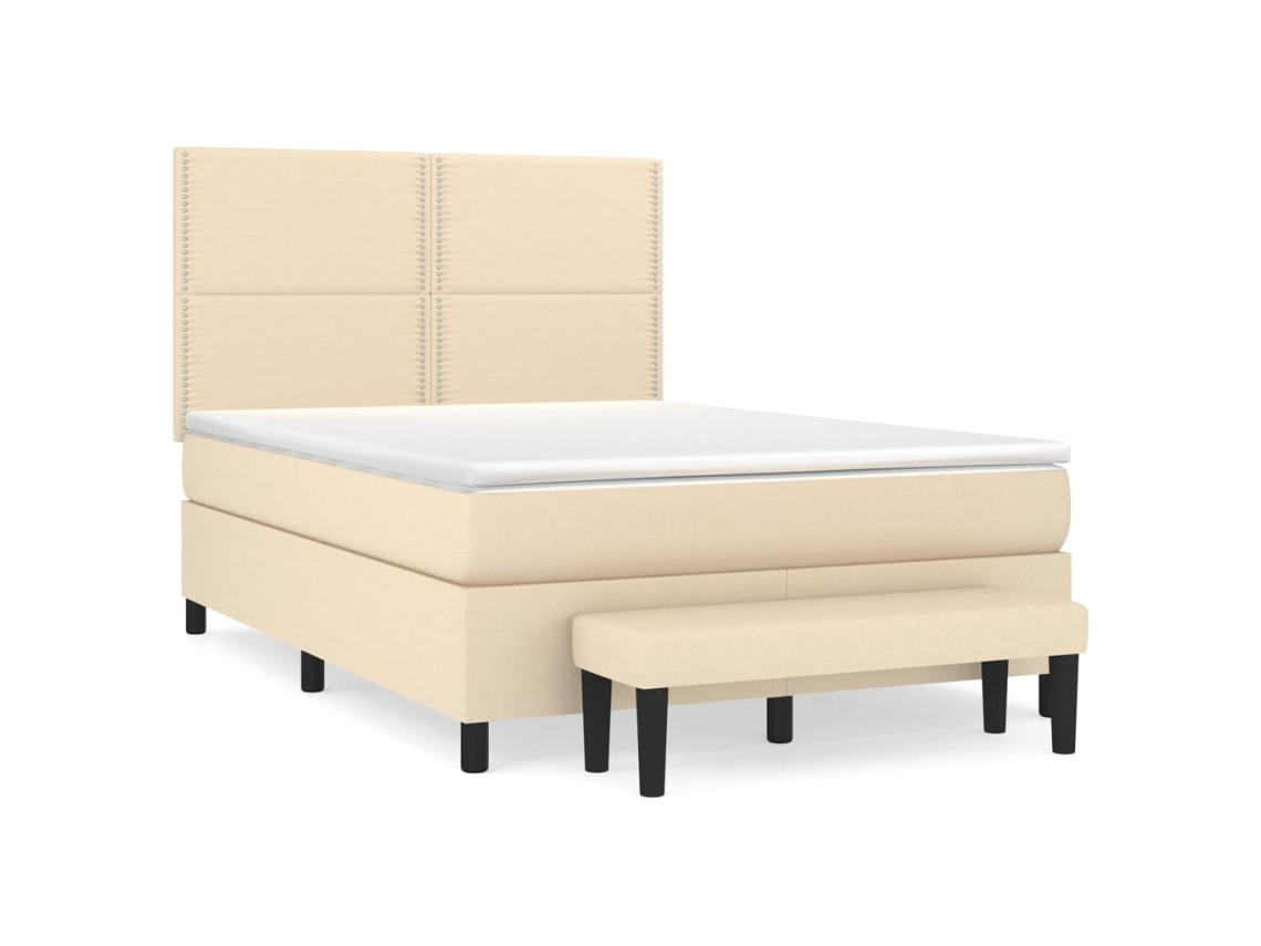 Maison Exclusive - Cama Box Spring Con Colchón Tela Color Crema 140x200 Cm