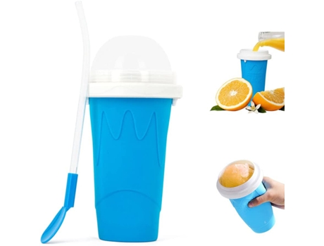Vaso Para Batidos - Vaso Azul De Material Seguro - Pajita Y Cuchara JEIIBRZUI