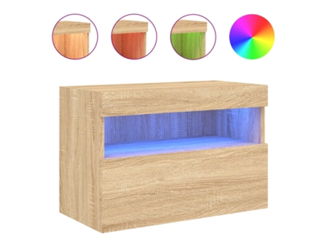 Mueble de TV de pared con luces LED roble Sonoma VIDAXL (60 x 30 x 40 cm)