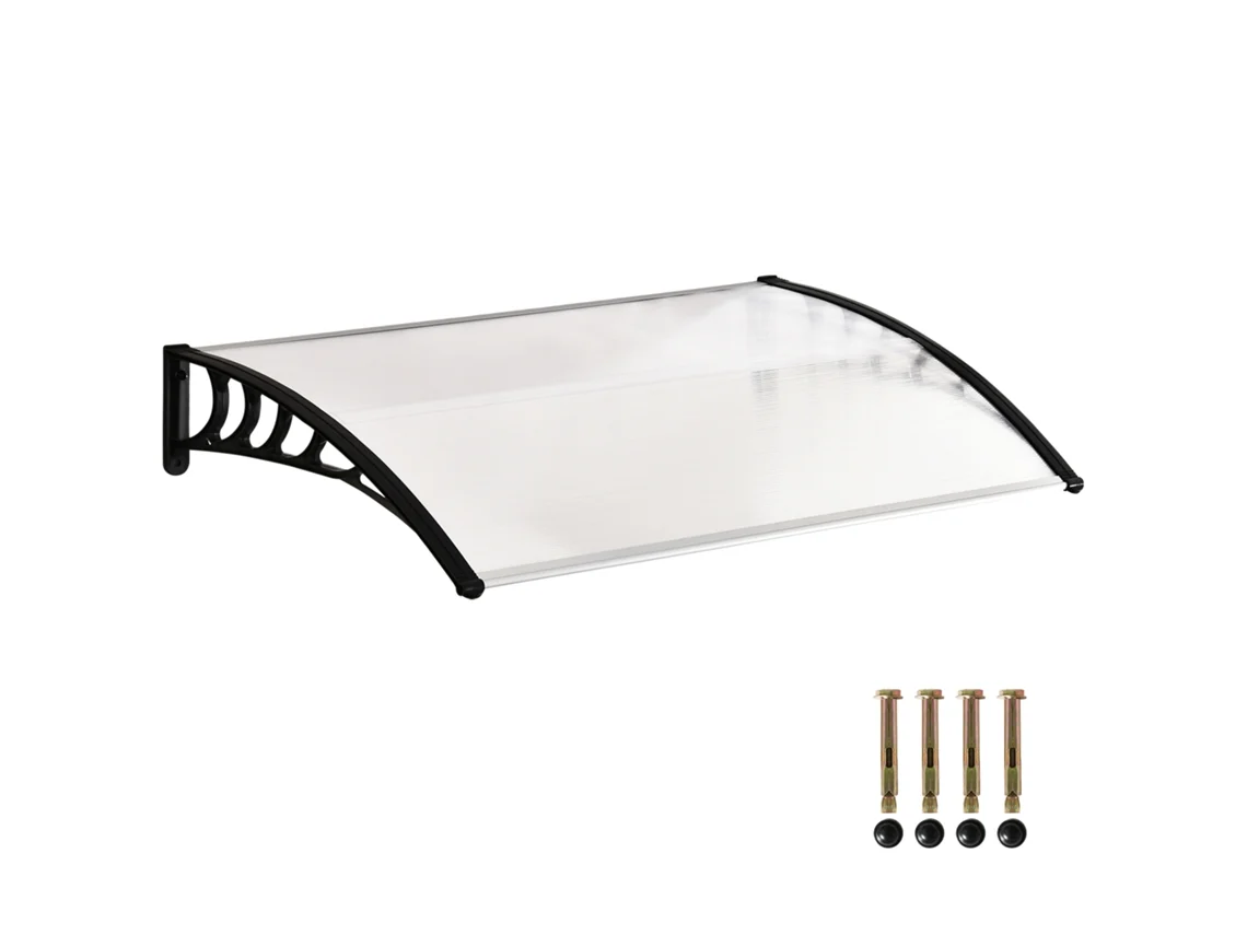 Toldo transparente de policarbonato para puerta de entrada, protección contra lluvia, nieve y rayos UV, 0,9 x 1,5 m
