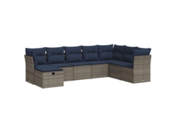 Conjunto de 8 sofás de jardín con cojines de mimbre y patas grises, MAISON EXCLUSIVE (8 piezas)