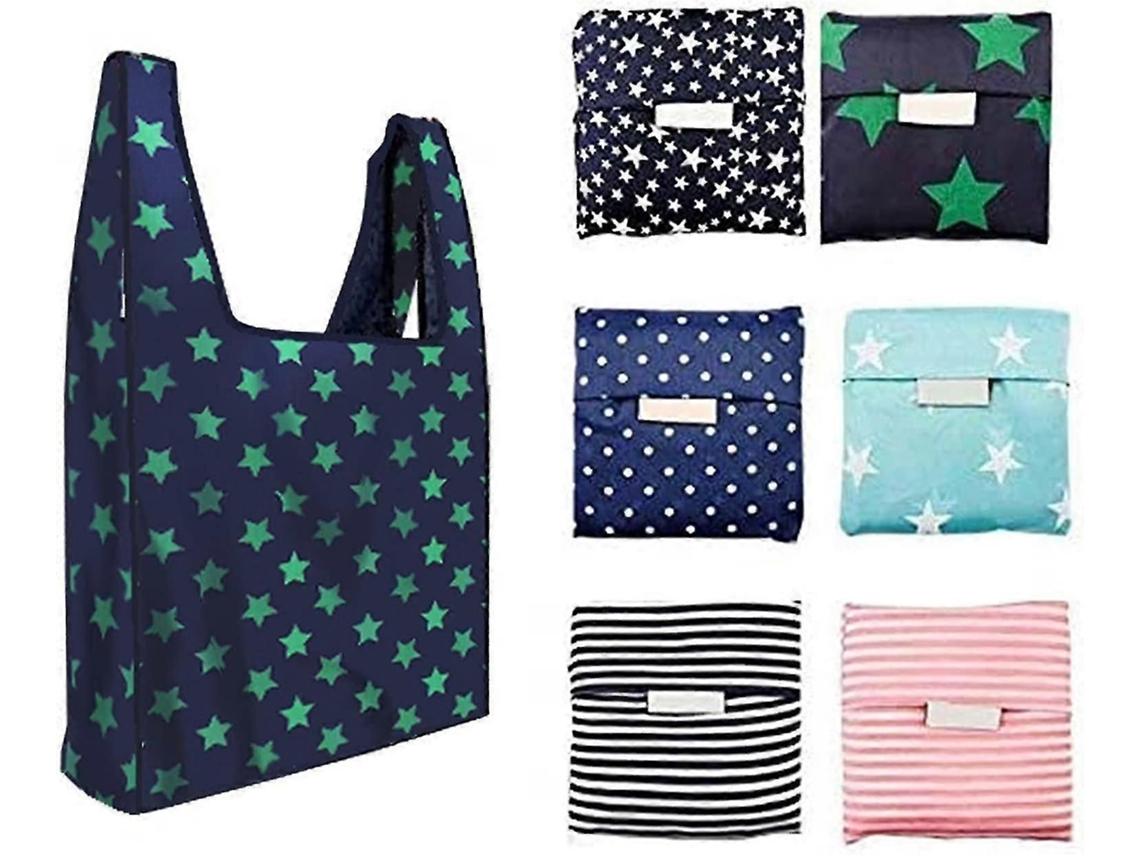 Juego de 6 bolsas de compra reutilizables, plegables y lavables con bolsillo interior, capacidad de carga de 15,8 kg, bolsa de compra GOKOCO (35 lb)